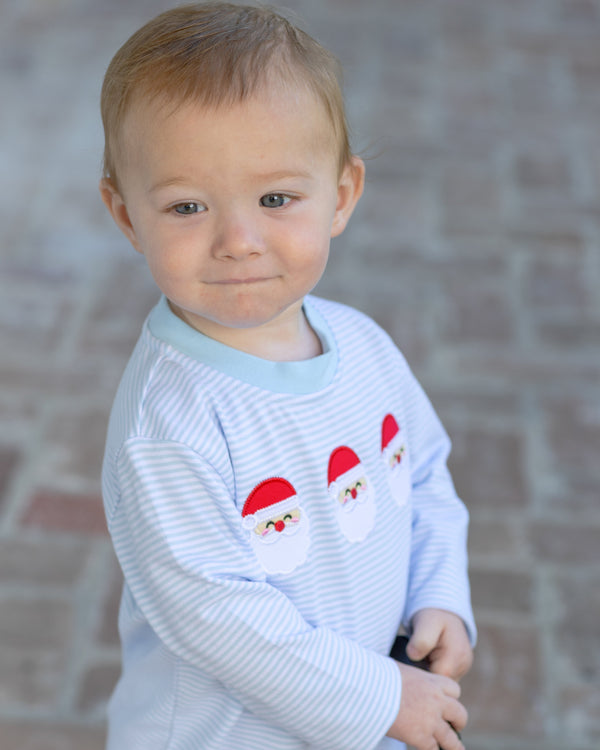Santa Trio Romper- Blue