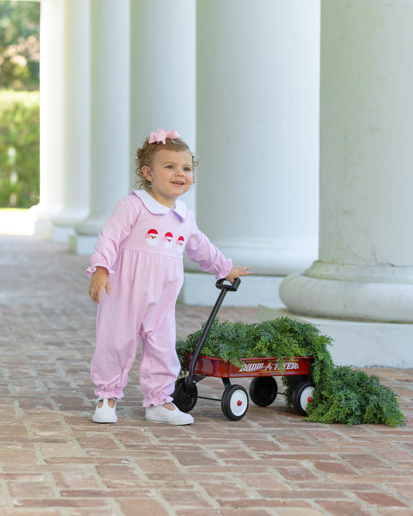 Santa Trio Romper- Pink