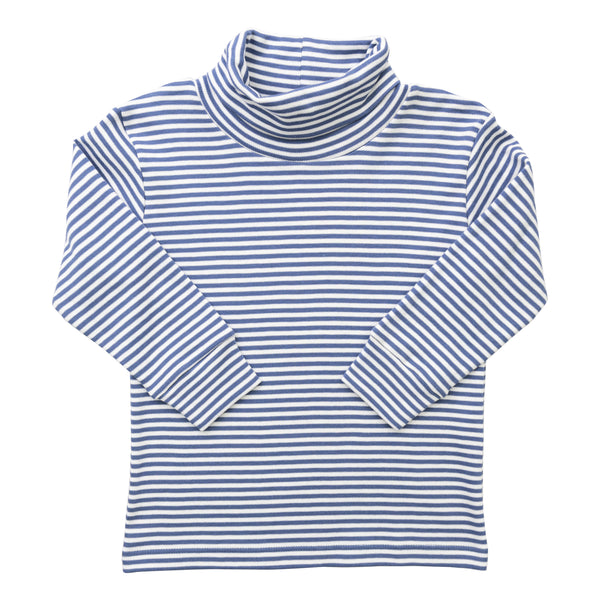 Stripe Turtleneck- Steel Blue