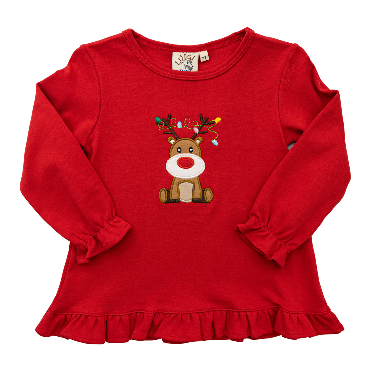 Sitting Rudolph's Lightshow Ruffle Top – Smock Candy