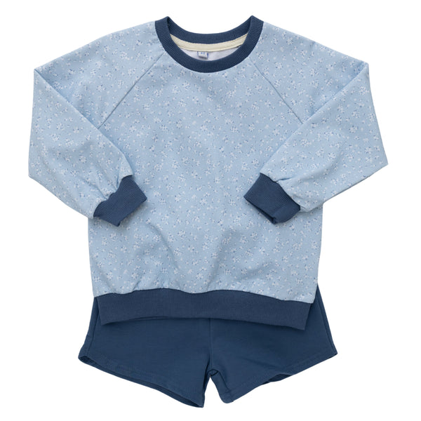 Sweatshirt Set- Navy/Blue Floral