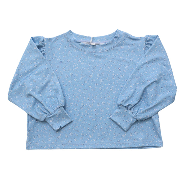 Puff Sleeve Top- Navy Blue Floral