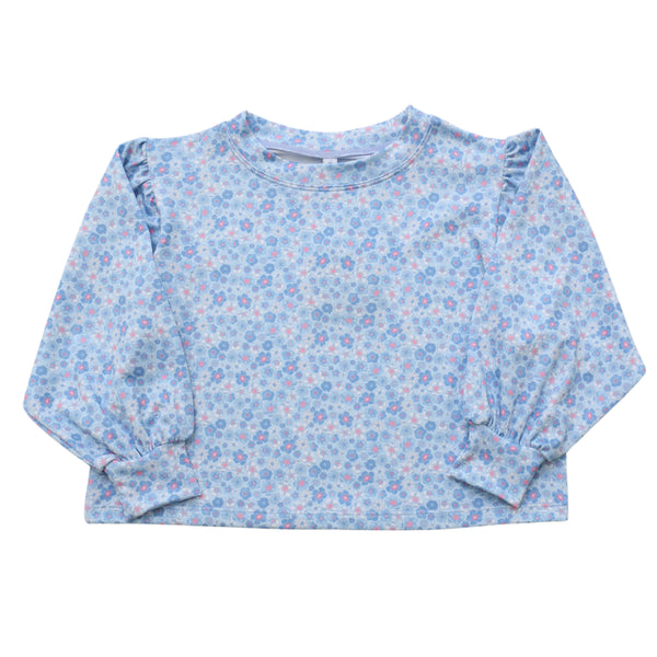 Puff Sleeve Top- Blue Floral