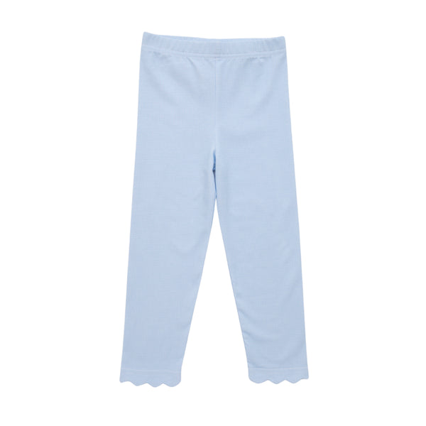 Scallop Leggings- Light Blue Microgingham