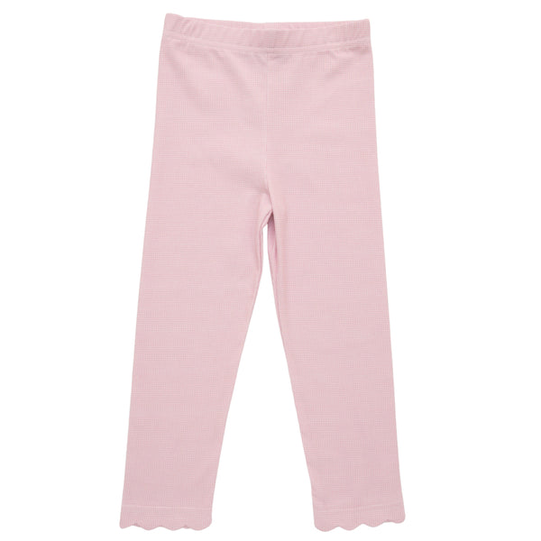 Scallop Leggings- Light Pink Microgingham