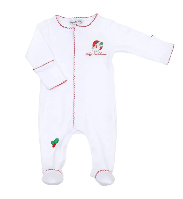 Winking Santa Embroidered Baby's First Footie