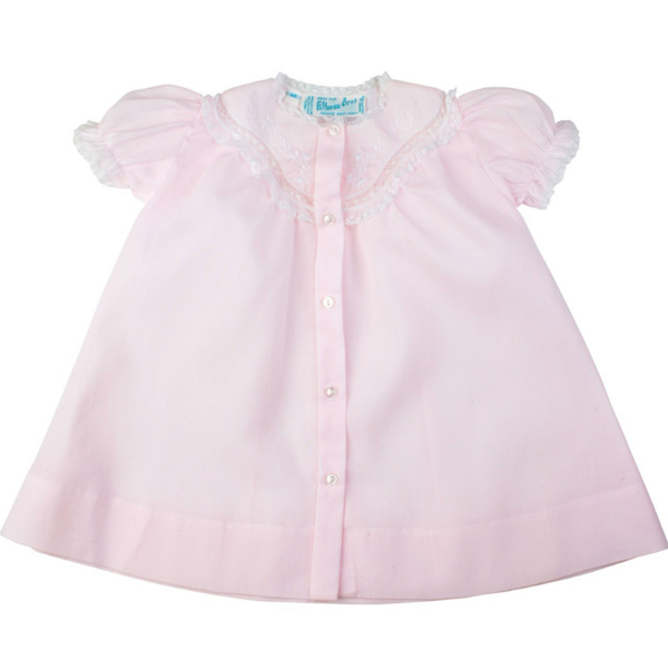 Embroidered Lacy Yoke Daygown- Pink