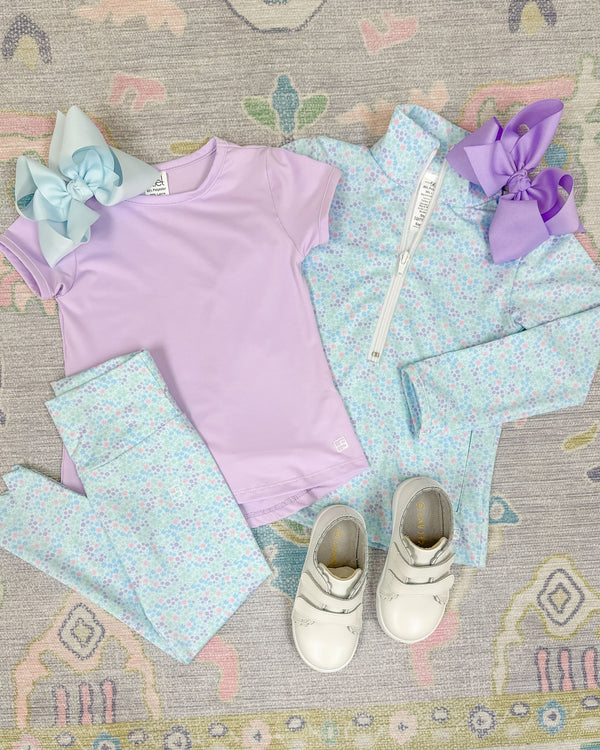 Heather Half Zip- Frosted Floral, Pure Coconut