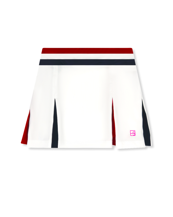 Courtney Skort- Pure Coconut, Candy Apple Red, Nantucket Navy