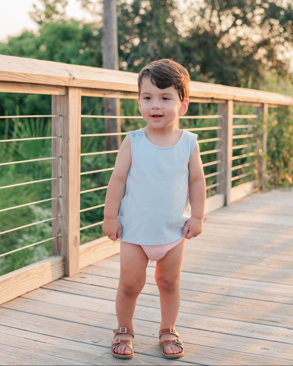 Shepherd Diaper Set- Coral Stripe/Light Blue