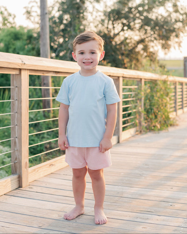 Shepherd Short Set- Coral Stripe/Light Blue