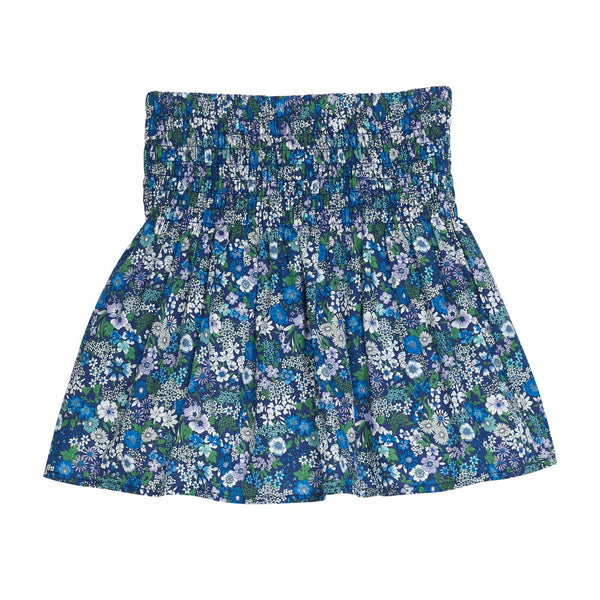 Shirred Circle Skirt- Brookline Blossoms Blue