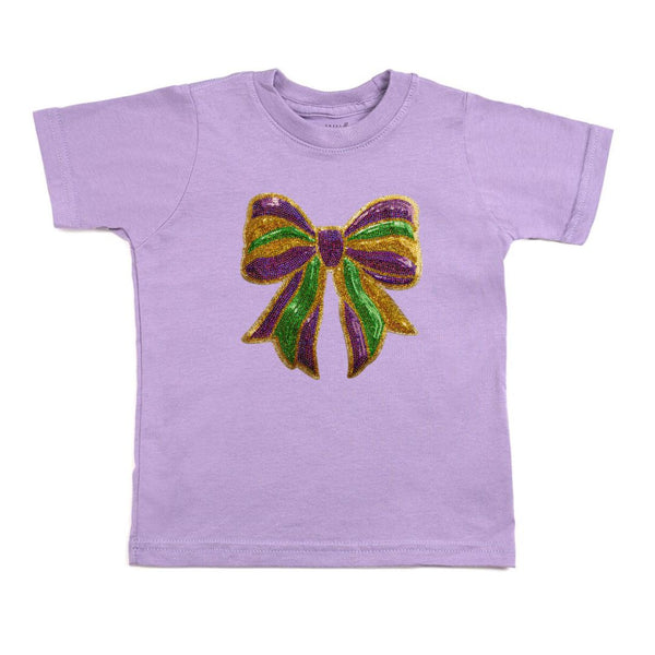 Mardi Gras Sequin Bow Patch T-Shirt