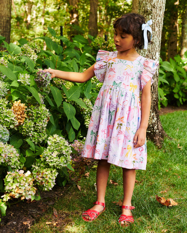 Elsie Dress - Lavender Watercolor Bows