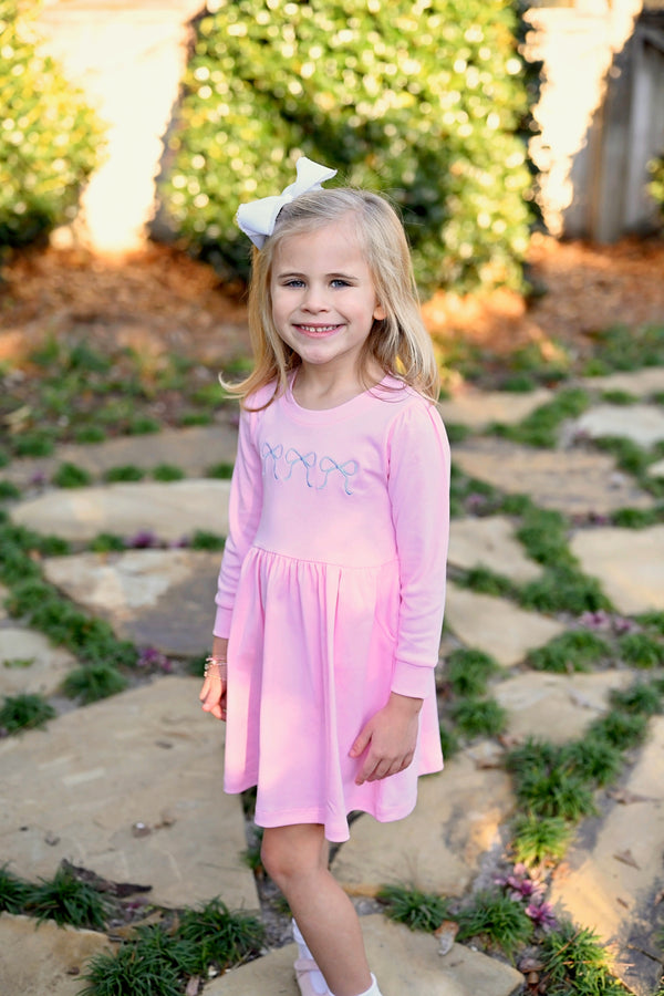 Bows Sidney Sweatshirt Dress- Light Pink