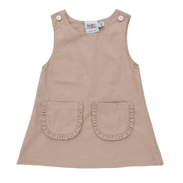 Corduroy Ruffle Pocket Jumper- Khaki