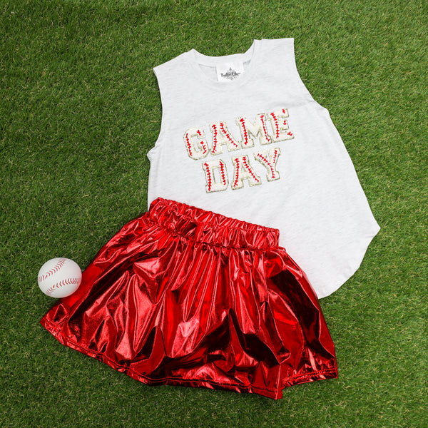 Red Metallic Skort