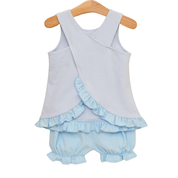Let's Cheer! Swing Back Bloomer Set- Light Blue Stripe