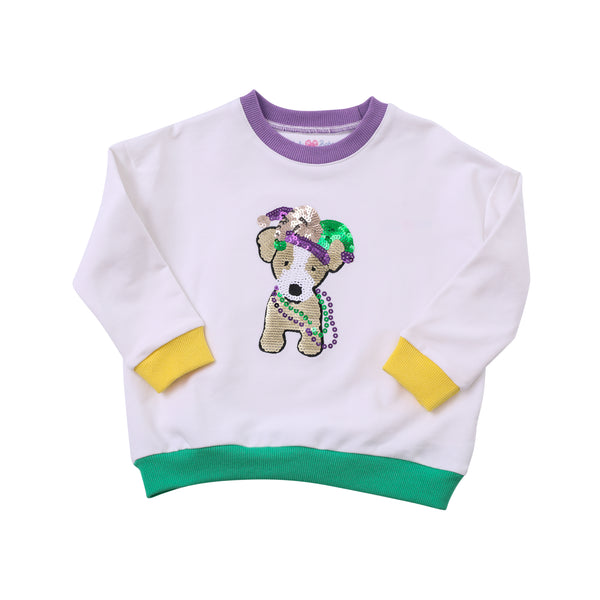 Sequin Mardi Gras Pup Sweatshirt