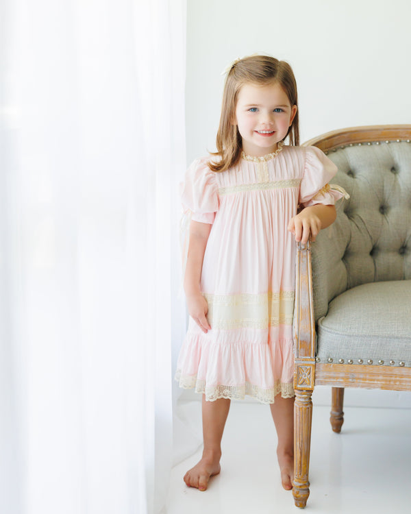 Pink/Ecru Heirloom Dress