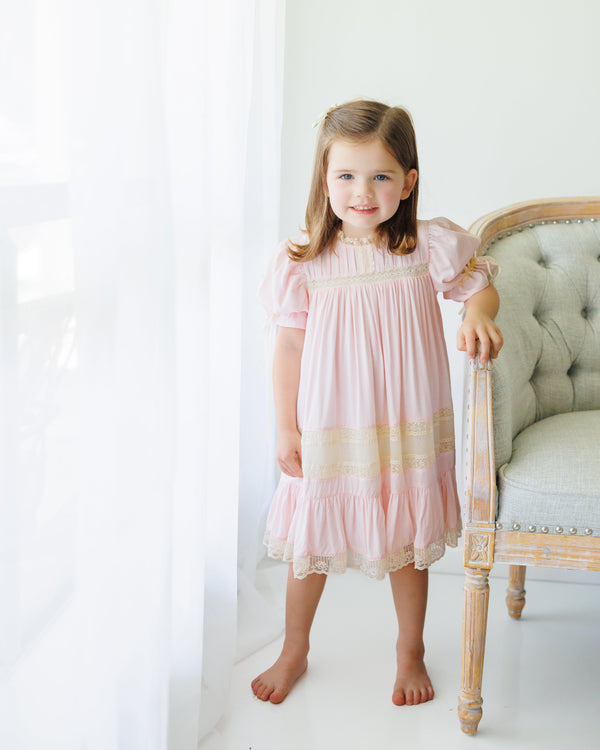 Pink/Ecru Heirloom Dress