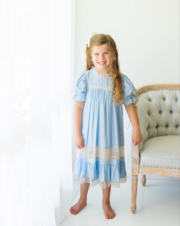 Light Blue/Ecru Heirloom Dress