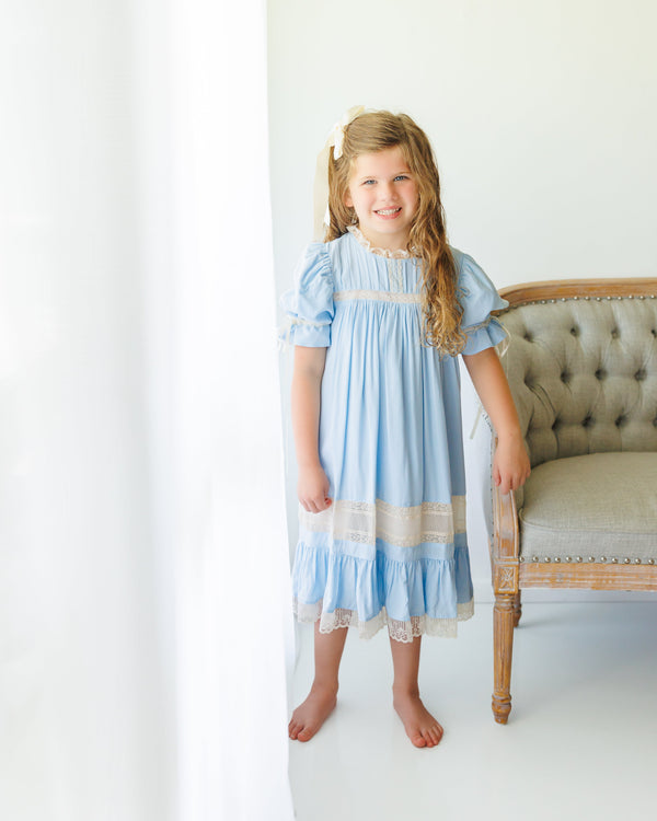 Light Blue/Ecru Heirloom Dress