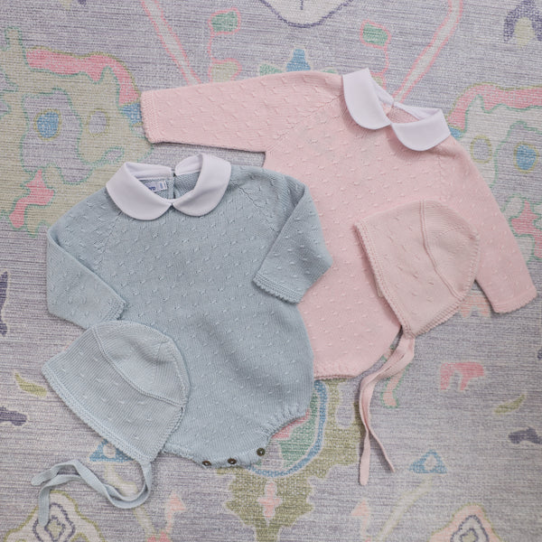 Bonnet Diagonal Pattern- Light Blue