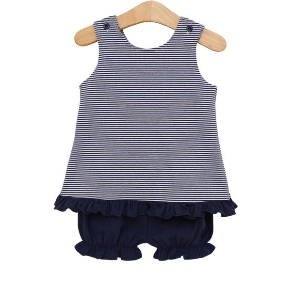 Let's Cheer! Swing Back Bloomer Set- Navy Stripe