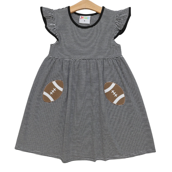 Let's Cheer! Football Pocket Dress- Black Stripe
