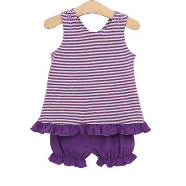 Let's Cheer! Swing Back Bloomer Set- Purple Stripe