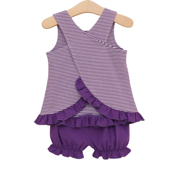 Let's Cheer! Swing Back Bloomer Set- Purple Stripe
