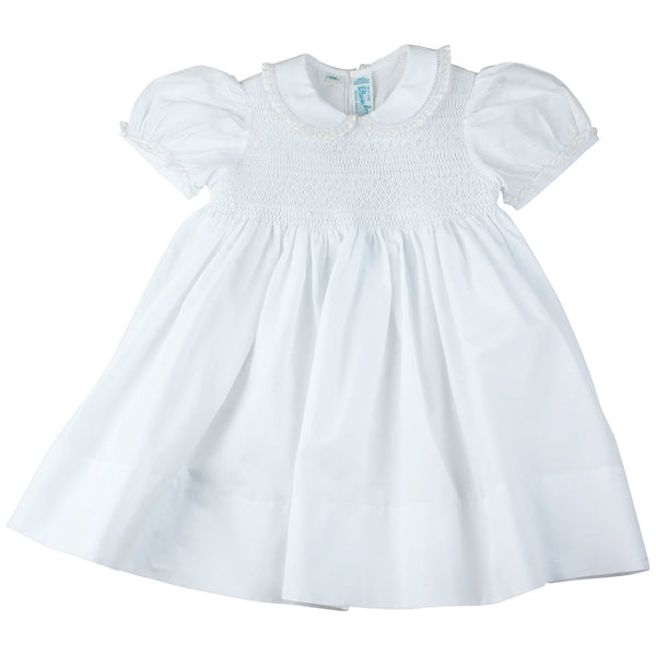 Lacy Smocked Dress- White
