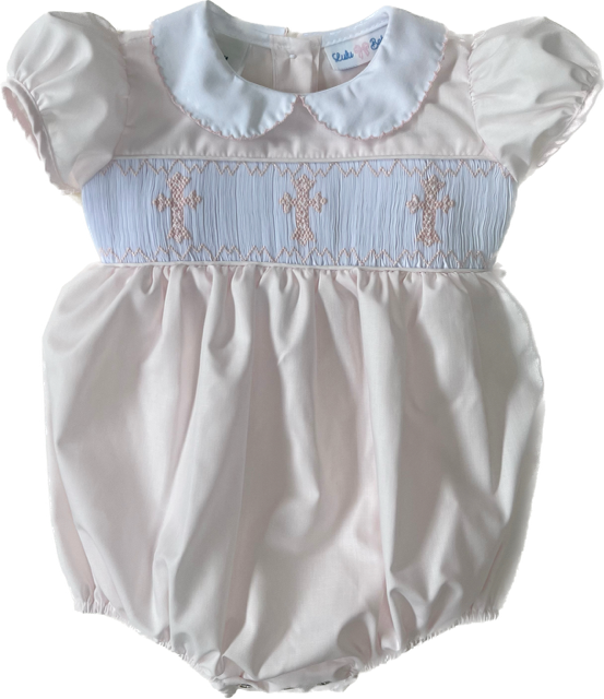 Smocked Cross Bubble- Pink