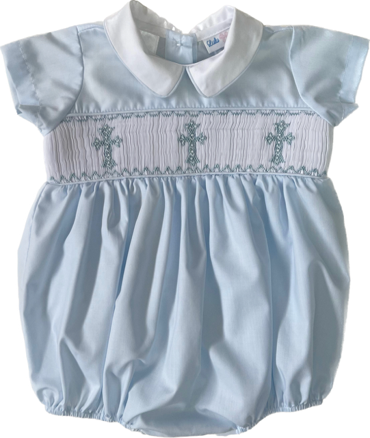 Smocked Cross Bubble- Light Blue