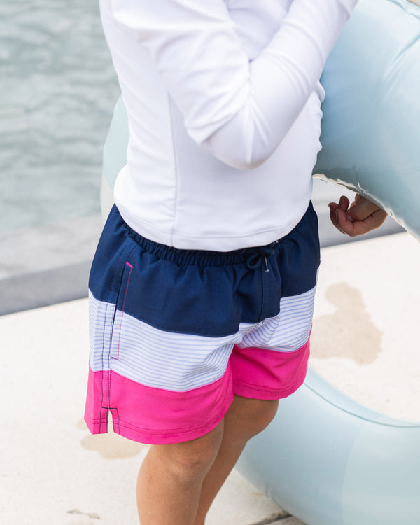 Boogie Board Swim Trunk- Navy Peony Colorblock