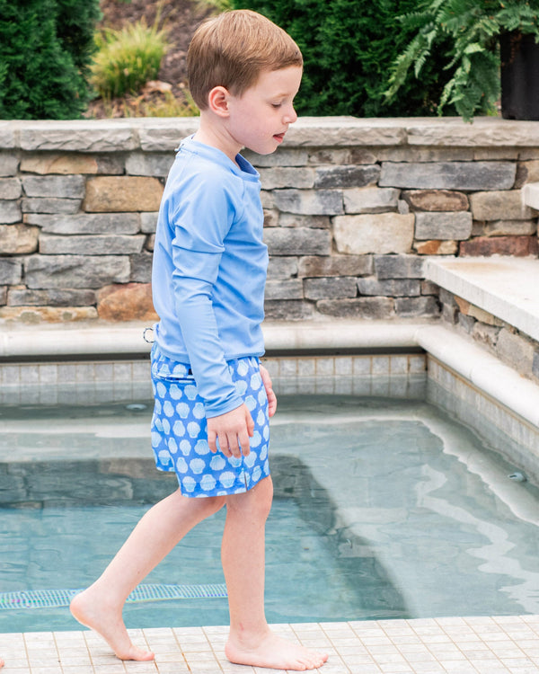 Boogie Board Swim Trunk- Marina Blue Shells Print
