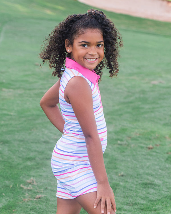 Pro Performance Polo Dress- Kissed Stripe