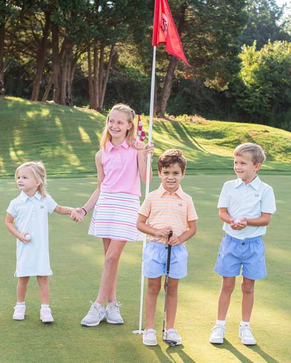 Pro Performance Polo- Aruba Blue Stripe