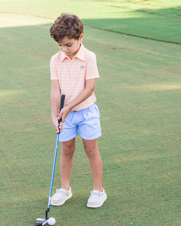 Boys' Short Sleeve Pro Performance Polo- Orange Chiffon Stripe