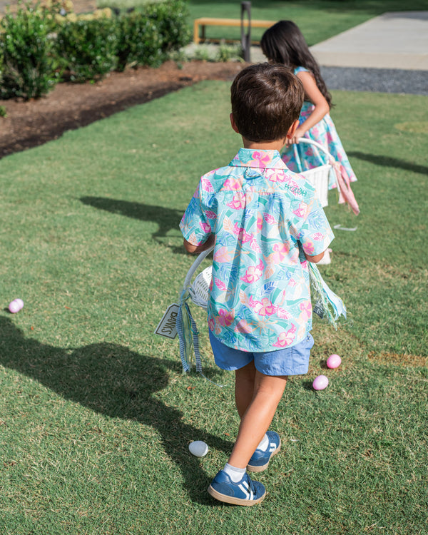 Button Down Shirt- Palm Paradise Print