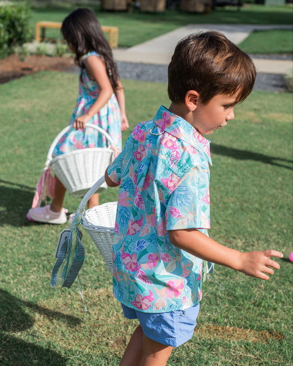 Button Down Shirt- Palm Paradise Print
