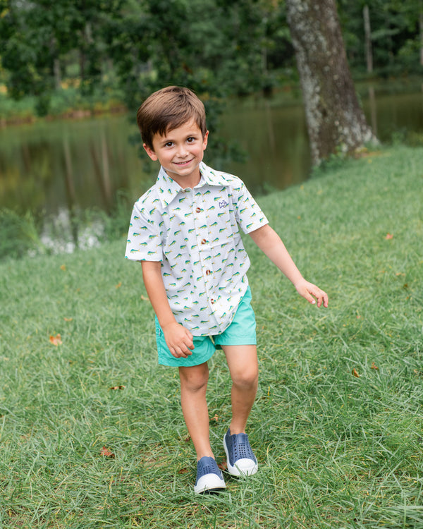 Button Down Shirt- Mahi Mahi Print