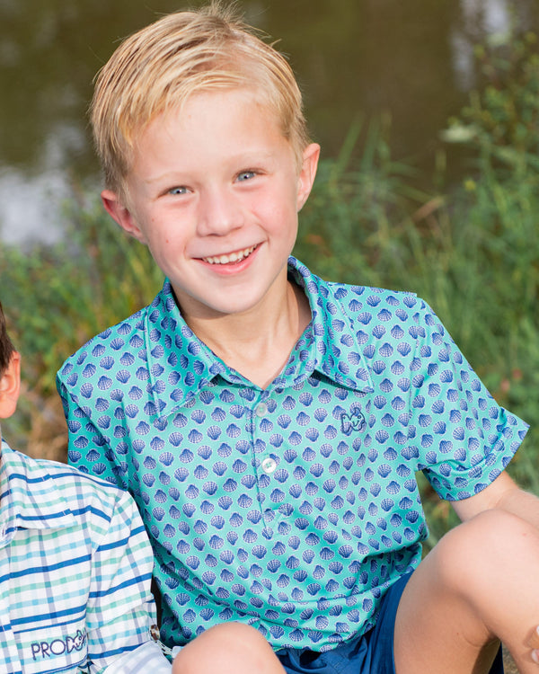 Pro Performance Polo- Marine Green Shell Print