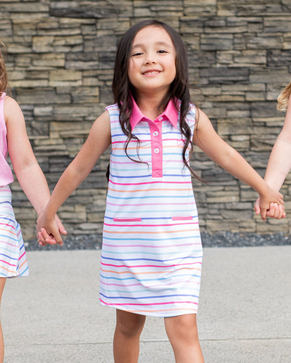 Pro Performance Polo Dress- Kissed Stripe