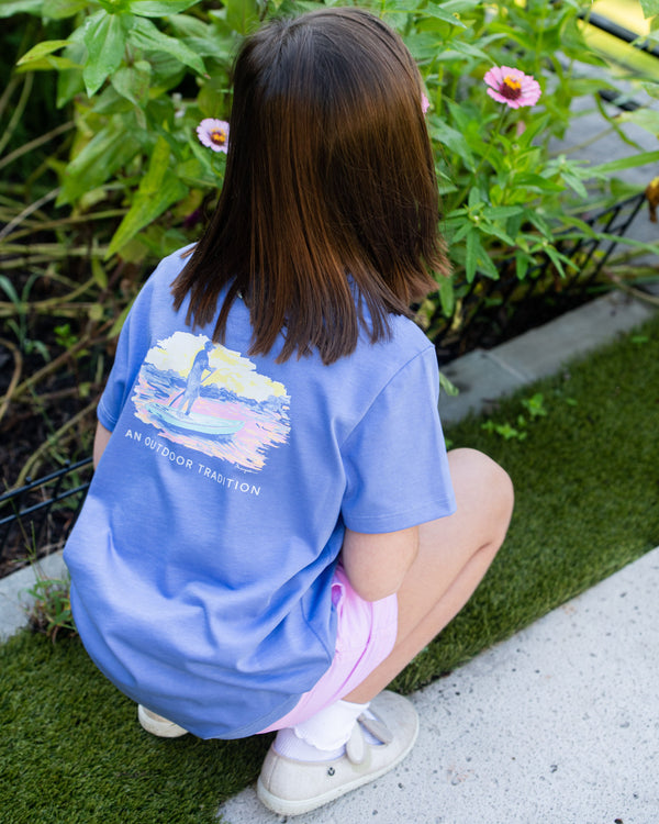 Cotton T-Shirt- Paddleboard Sunset- Persian Jewel Heather