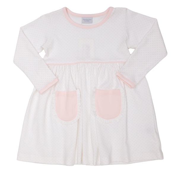 Popover LS Dress- Light Pink Polka Dots