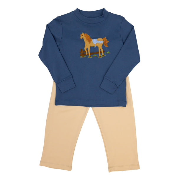 Blue Bucky Horse Pants Set