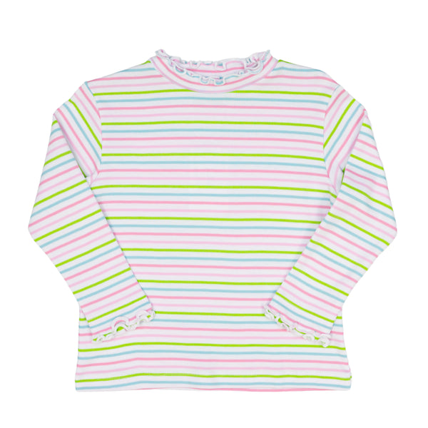 Ruffle L/S Shirt- Multi Stipe