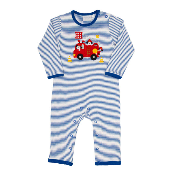 Dogs to The Rescue L/S Romper- Blue Trim